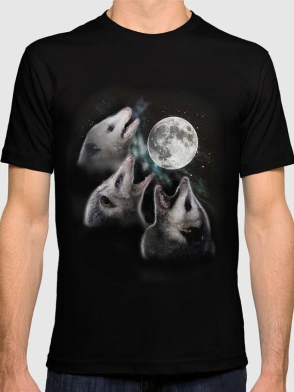 Opossum Moon Classic Graphic T-Shirt Animal Nature Humor Fan Gift Casual Tee 287